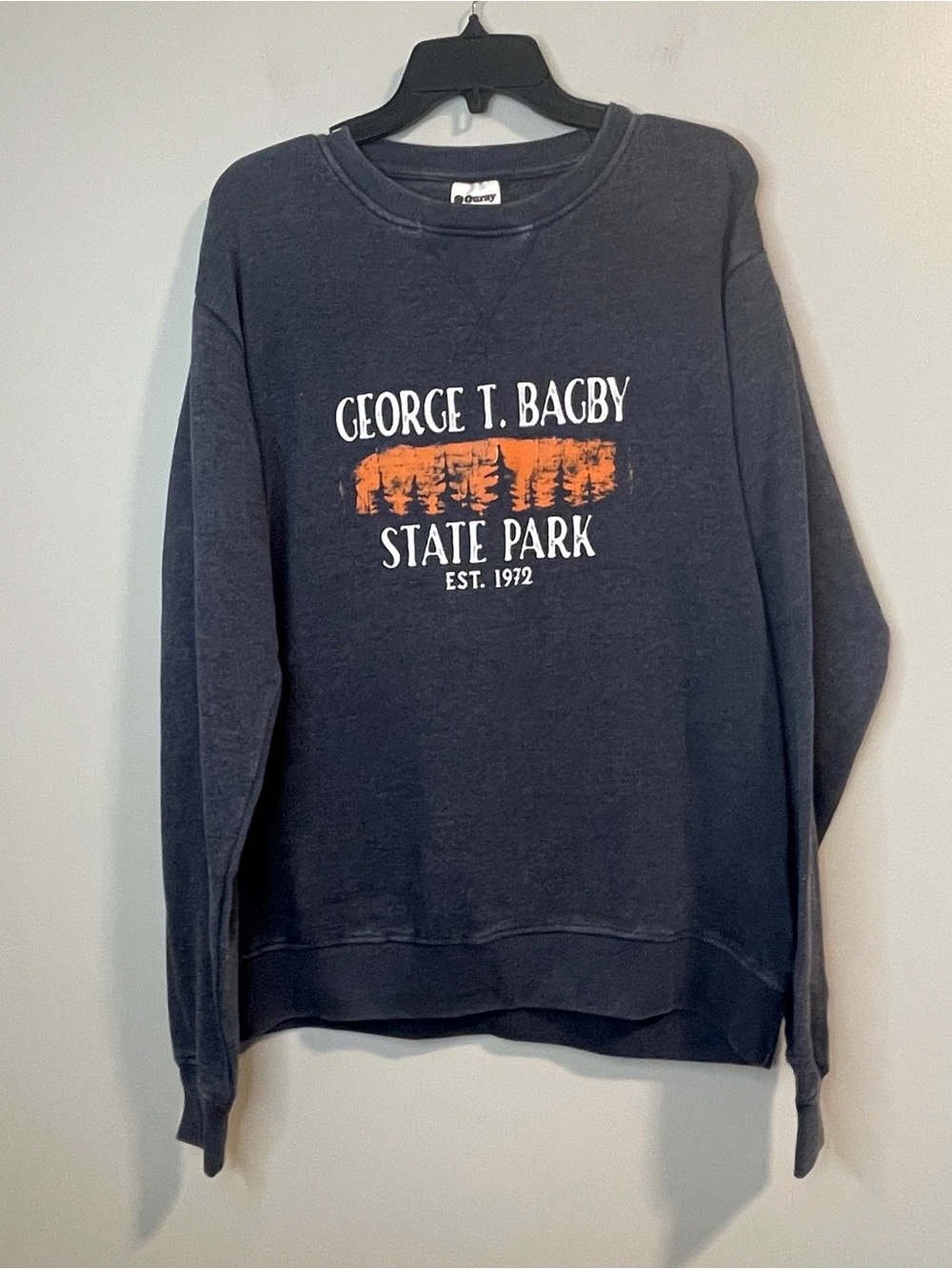 George T. Bagby Grey SUPER SOFT Crewneck Sweatshirt with Orange Graphic